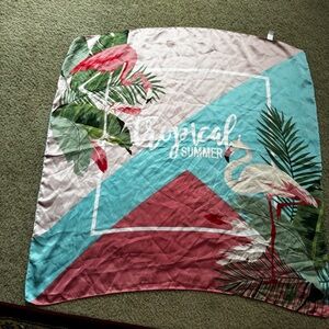 SHEIN Tropical Flamingo Scarf - Pink and Blue